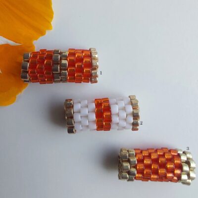 Pendentif Miyuki - Blanc Orange 10 perles