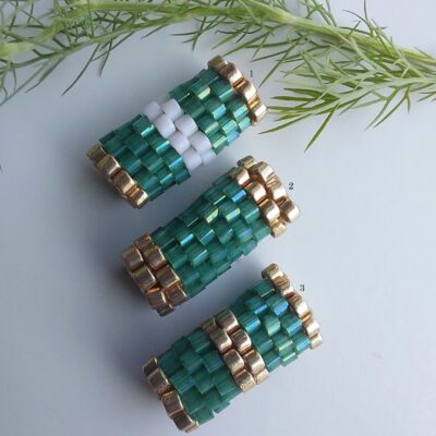 Pendentif Miyuki - NGo - Blanc Vert 10 perles