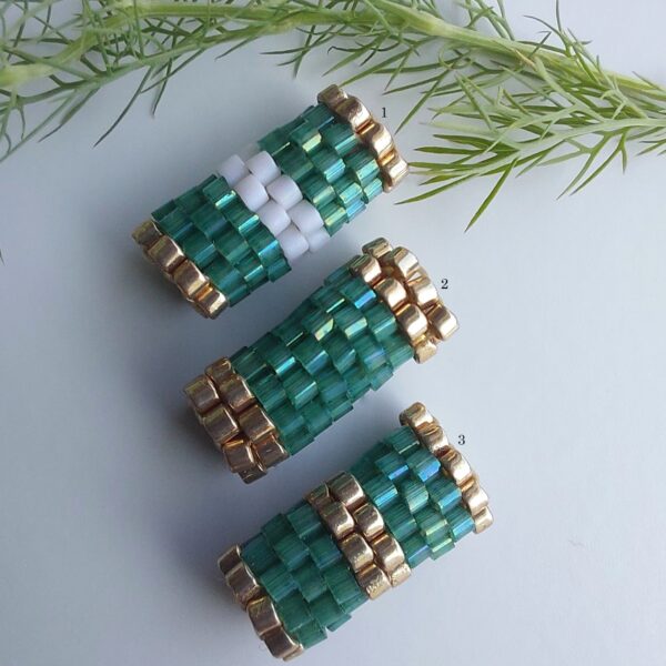 Pendentif Miyuki - NGo - Blanc Vert 10 perles