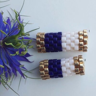Pendentif Miyuki - Blanc Bleu 12 perles