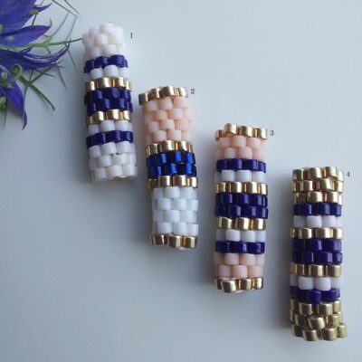Pendentif Miyuki - NGon - Bleu Doré 14 perles