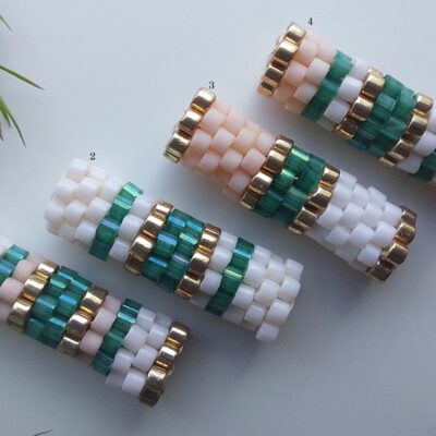 Pendentif Miyuki - NGo' - Vert Doré 14 perles