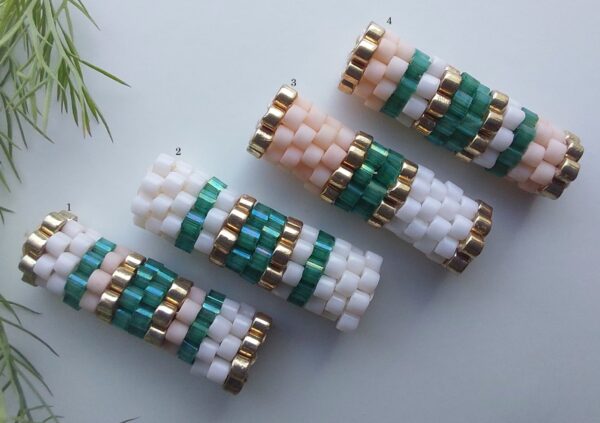 Pendentif Miyuki - NGo' - Vert Doré 14 perles
