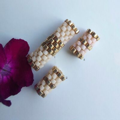 Pendentif Miyuki - NGo - Beige Doré 14 perles
