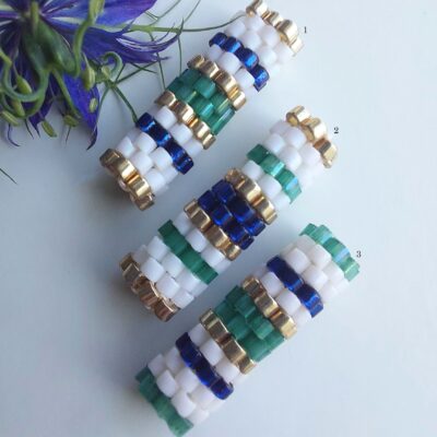 Pendentif Miyuki - NGo - Vert Blanc 14 perles