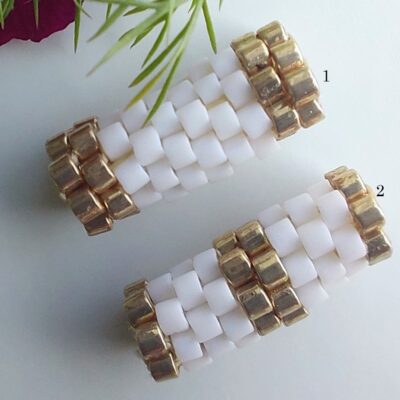 Pendentif Miyuki - NGo - Blanc Doré 10 perles