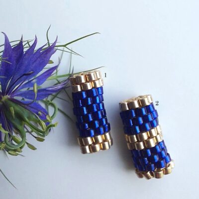 Pendentif Miyuki - Ngwa - Bleu doré 10 perles