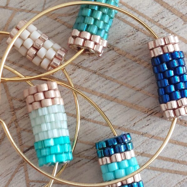 Pendentif Miyuki - Ngwa - Bleu doré 10 perles – Image 4