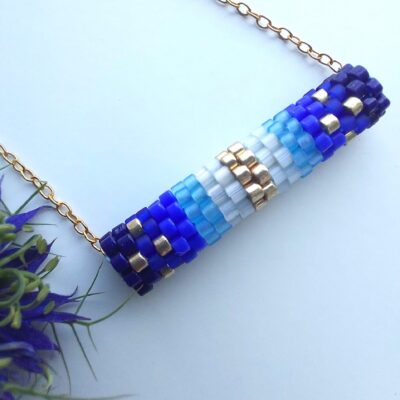 Collier Miyuki - Me Nyega Jules - Bleu satin