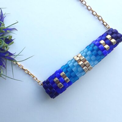 Collier Miyuki - Me Nyega Jules - Bleu clair