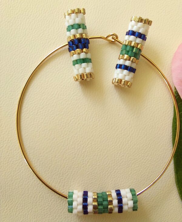 Pendentif Miyuki - NGo - Vert Blanc 14 perles – Image 3
