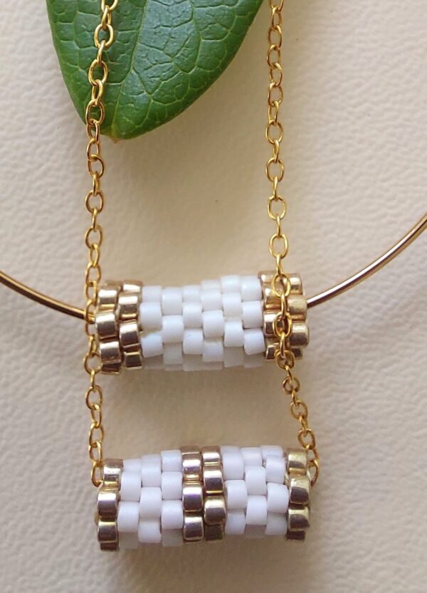 Pendentif Miyuki - NGo - Blanc Doré 10 perles – Image 2