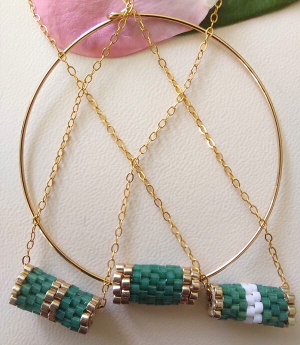 Pendentif Miyuki - NGo - Blanc Vert 10 perles – Image 2