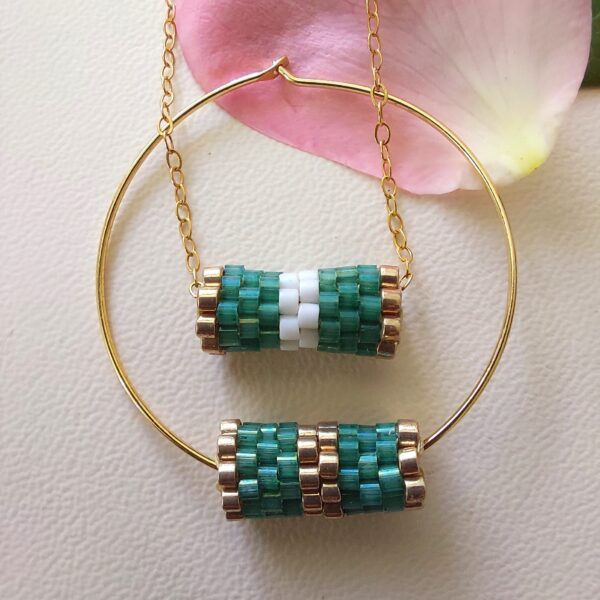 Pendentif Miyuki - NGo - Blanc Vert 10 perles – Image 4