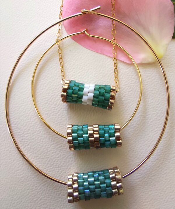Pendentif Miyuki - NGo - Blanc Vert 10 perles – Image 3