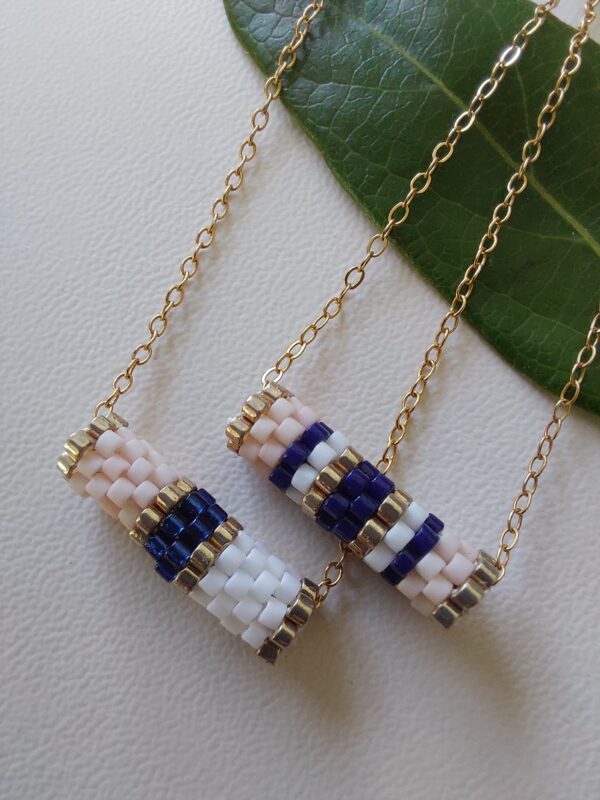 Pendentif Miyuki - NGon - Bleu Doré 14 perles – Image 2