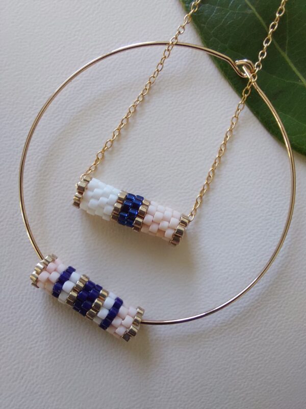 Pendentif Miyuki - NGon - Bleu Doré 14 perles – Image 6