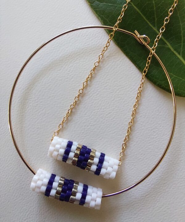 Pendentif Miyuki - NGon - Bleu Doré 14 perles – Image 5